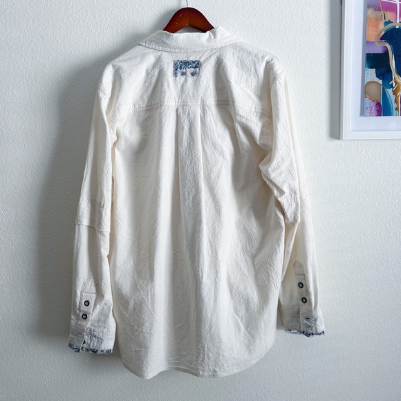 We The Free Free People Two To One Shirt in Ivory Combo Size Large NWOT - Picture 5 of 12